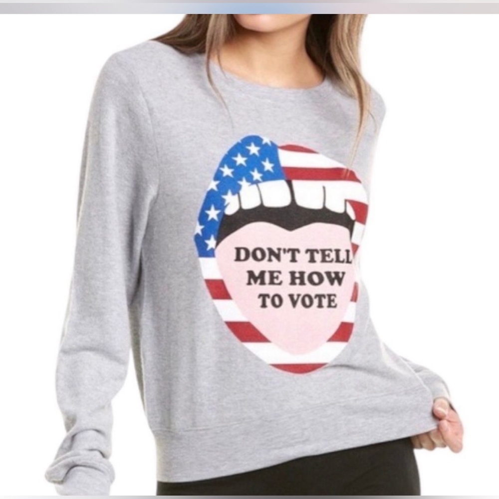 NWT - Wildfox Don't‎ Tell Me How To Vote Baggy Beach Jumper in Heather Gray